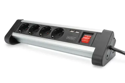 Digitus DA-70614 - Steckdosenleiste - Wechselstrom 110-240 V - 3680 Watt - Eingabe, Eingang Stromversorgung - Ausgangsanschlüsse: 4 (4 x CEE 7/4, 2 x USB) - 1.5 m Schnur - Schwarz, Silber Digitus DA-70614 - Steckdosenleiste - Wechselstrom 110-240 V - 3680 Watt - Eingabe, Eingang Stromversorgung - Ausgangsanschlüsse: 4 (4 x CEE 7/4, 2 x USB) - 1.5 m Schnur - Schwarz, Silber