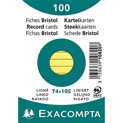 Exacompta Karteikarte 10820SE DIN A7 liniert gelb 100 St./Pack. Exacompta Karteikarte 10820SE DIN A7 liniert gelb 100 St./Pack.