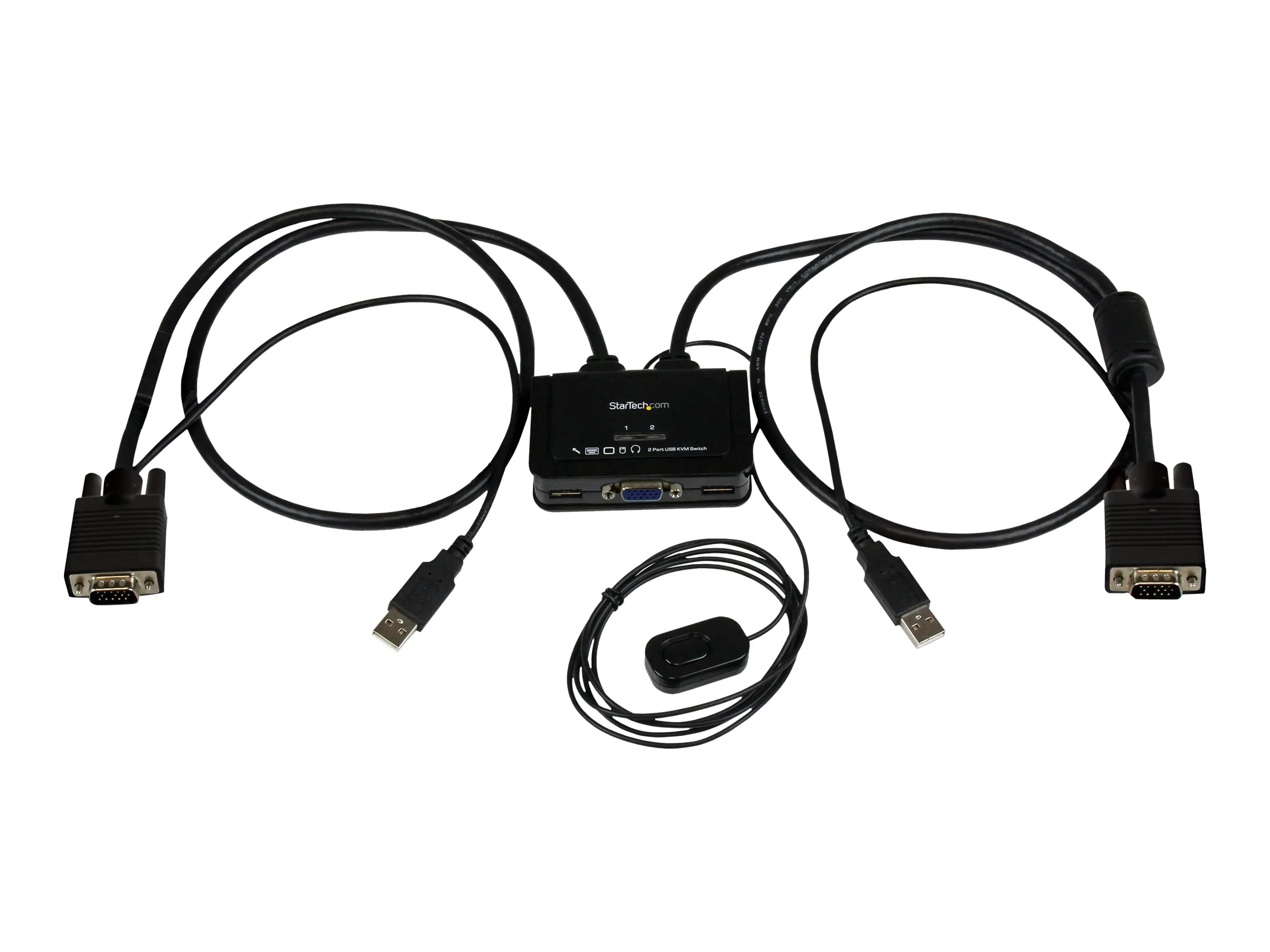 StarTech 2 Port VGA USB KVM Switch Kabel - VGA KVM Umschalter USB Powered mit Fernumschaltung - KVM-Switch - 2 x KVM port(s) - 1 lokaler Benutzer - Desktop