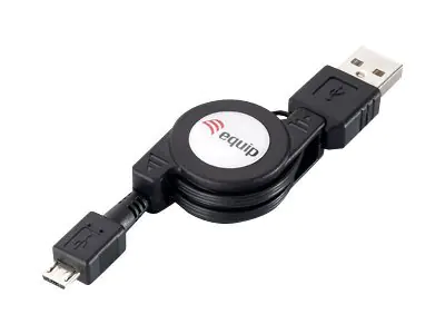 Equip - USB-Kabel - USB (M) zu Micro-USB Typ B (M) - 1 m - einziehbar - Schwarz