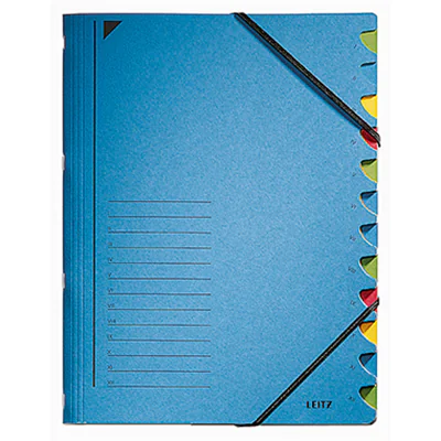 Leitz Ordnungsmappe 39120035 DIN A4 12Fächer farbig Karton blau Leitz Ordnungsmappe 39120035 DIN A4 12Fächer farbig Karton blau
