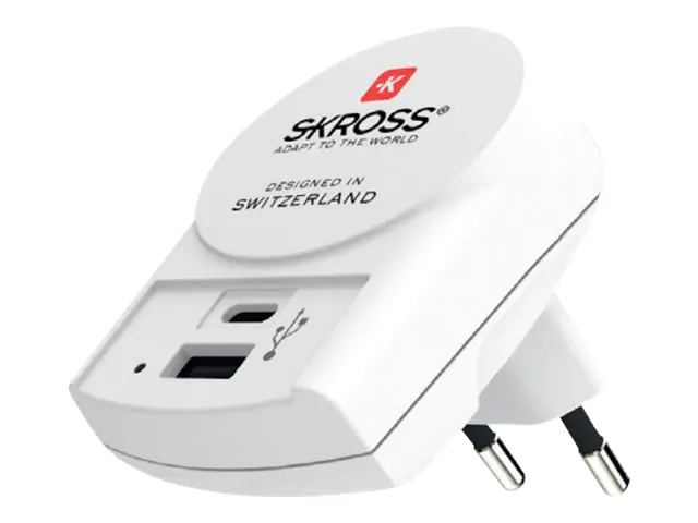 SKROSS - Netzteil - 27 Watt - 5.4 A - 2 Ausgabeanschlussstellen (USB, 24 pin USB-C)