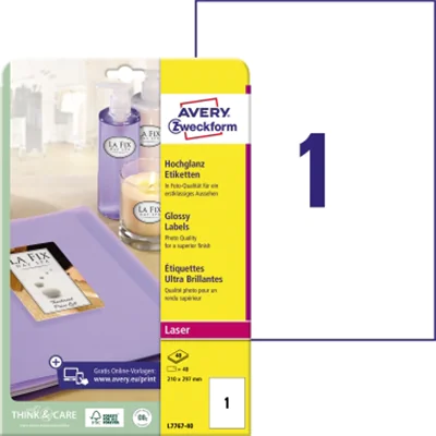 Avery Zweckform Etikett A4 Cl Hochglanz 40 St./Pack. Avery Zweckform Etikett A4 Cl Hochglanz 40 St./Pack.