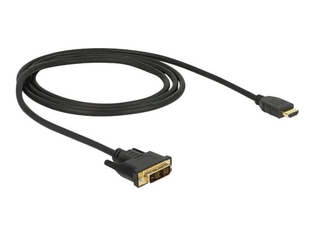 Delock - Adapterkabel - Single Link - DVI-D männlich zu HDMI männlich - 1 m - Dreifachisolierung - Schwarz - Daumenschrauben