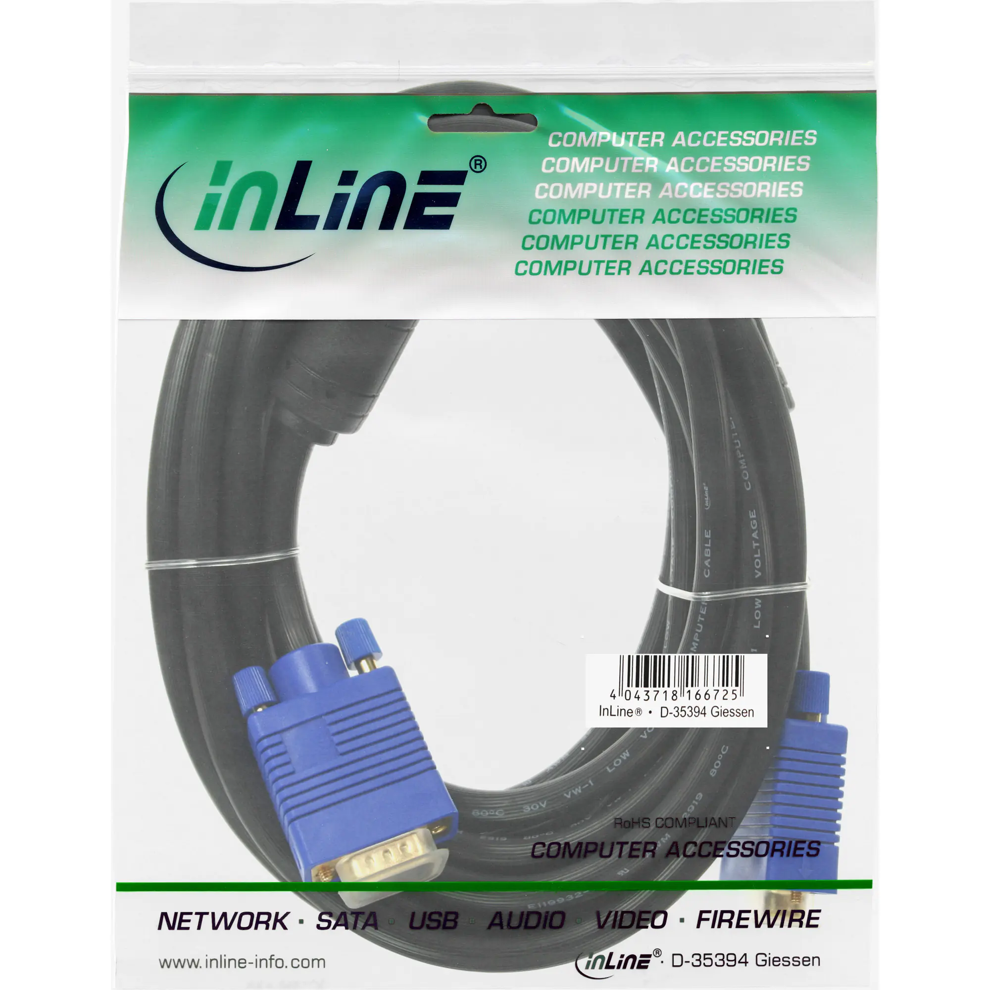 InLine Premium - VGA-Kabel - HD-15 ohne Pol 9 (M) zu HD-15 ohne Pol 9 (M) - 10 m - geformt - Schwarz