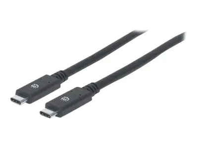 Manhattan USB-C to USB-C Cable, 2m, Male to Male, Black, 5 Gbps (USB 3.2 Gen1 aka USB 3.0), 3A (fast charging), SuperSpeed USB, Lifetime Warranty, Polybag - USB-Kabel - 24 pin USB-C (M) zu 24 pin USB-C (M) - USB 3.1 Gen 1 - 3 A - 2 m - Schwarz Manhattan USB-C to USB-C Cable, 2m, Male to Male, Black, 5 Gbps (USB 3.2 Gen1 aka USB 3.0), 3A (fast charging), SuperSpeed USB, Lifetime Warranty, Polybag - USB-Kabel - 24 pin USB-C (M) zu 24 pin USB-C (M) - USB 3.1 Gen 1 - 3 A - 2 m - Schwarz