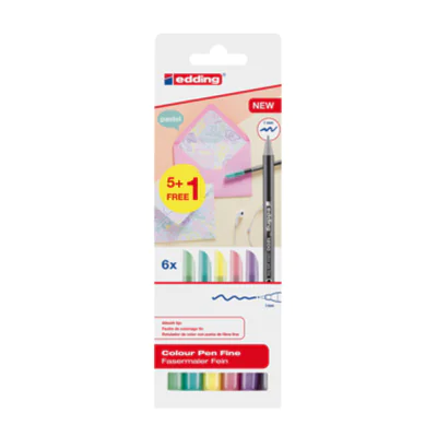 edding Fasermaler 1200 colourpen 1mm farbig sortiert nicht auswaschbar 5+1 St./Pack. edding Fasermaler 1200 colourpen 1mm farbig sortiert nicht auswaschbar 5+1 St./Pack.
