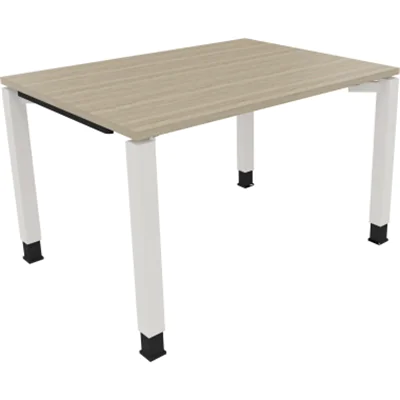 Schreibtisch Vierfuß Quadratrohr B1200xT900xH680-820 ws/Eiche Natur