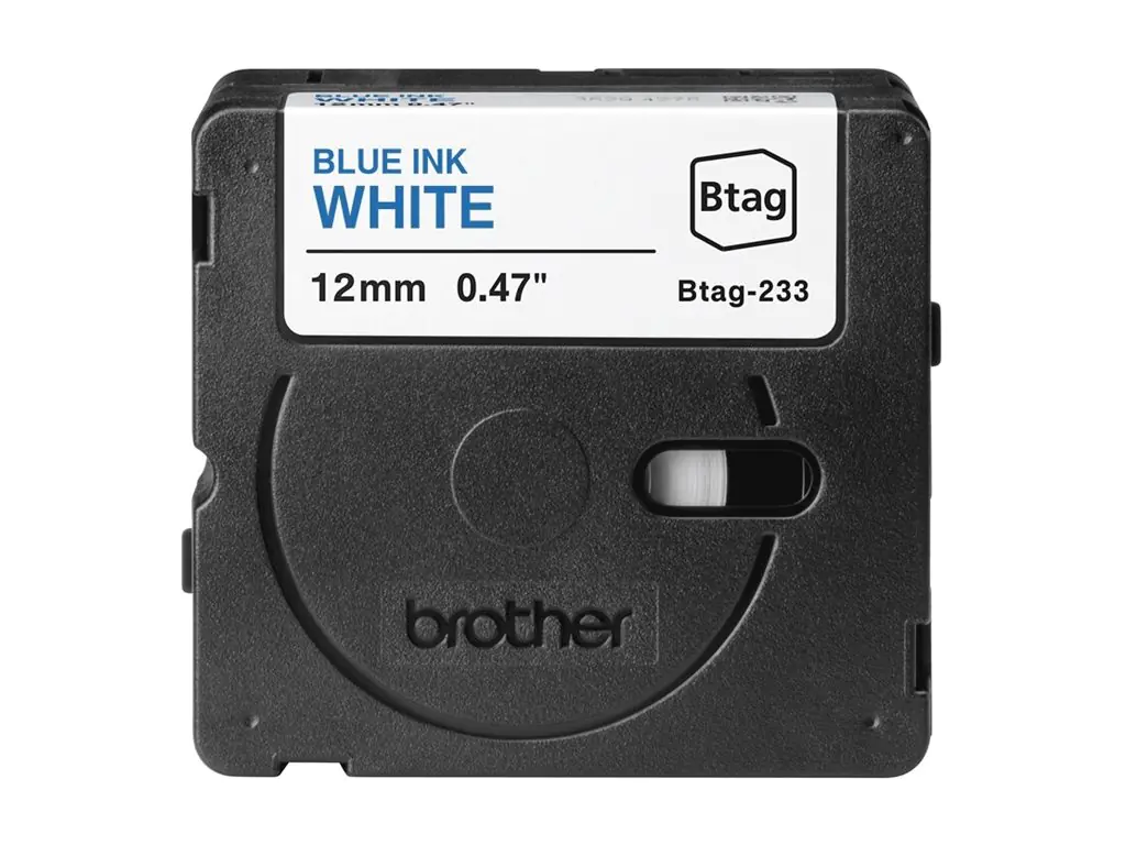 Brother Etikettenband BTAG233 Blau auf weiß Rolle (1,2 cm x 4 m)