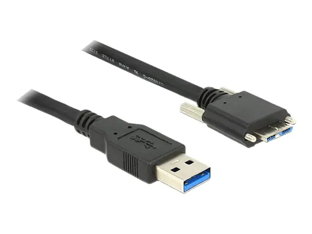 Delock - USB-Kabel - Micro-USB Type B (M) bis USB Typ A (M) - USB 3.0 - 3 m - Daumenschrauben - Schwarz