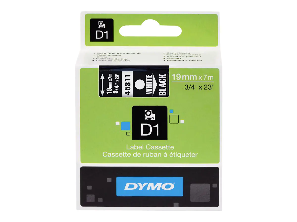 Dymo D1 - Selbstklebend - Weiß auf Schwarz - Rolle (1,9 cm x 7 m) S0720910