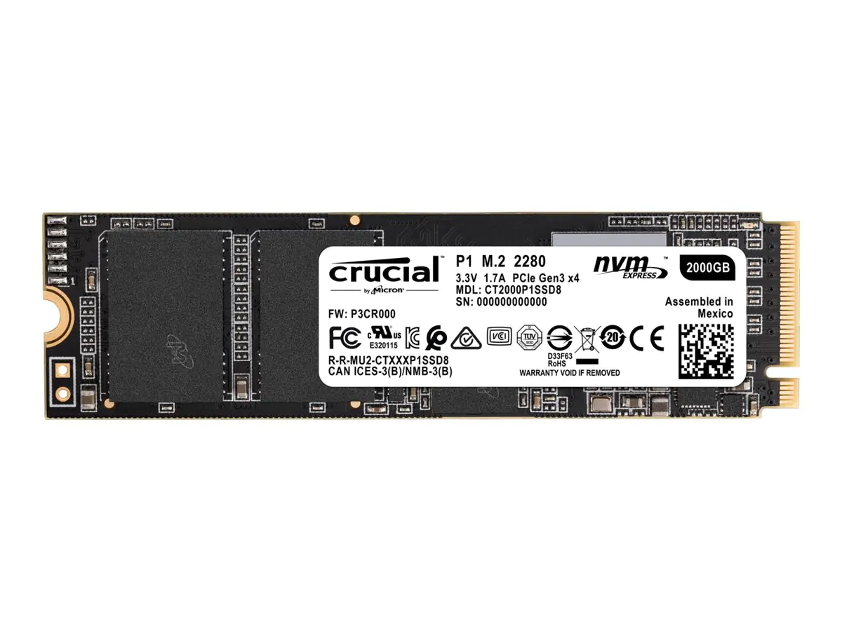 Crucial P1 - SSD - 2 TB - intern - M.2 2280 - PCIe 3.0 x4 (NVMe)