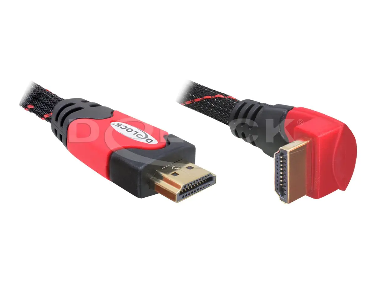 Delock High Speed HDMI with Ethernet - HDMI-Kabel mit Ethernet - HDMI männlich zu HDMI männlich - 1 m - gewinkelter Stecker