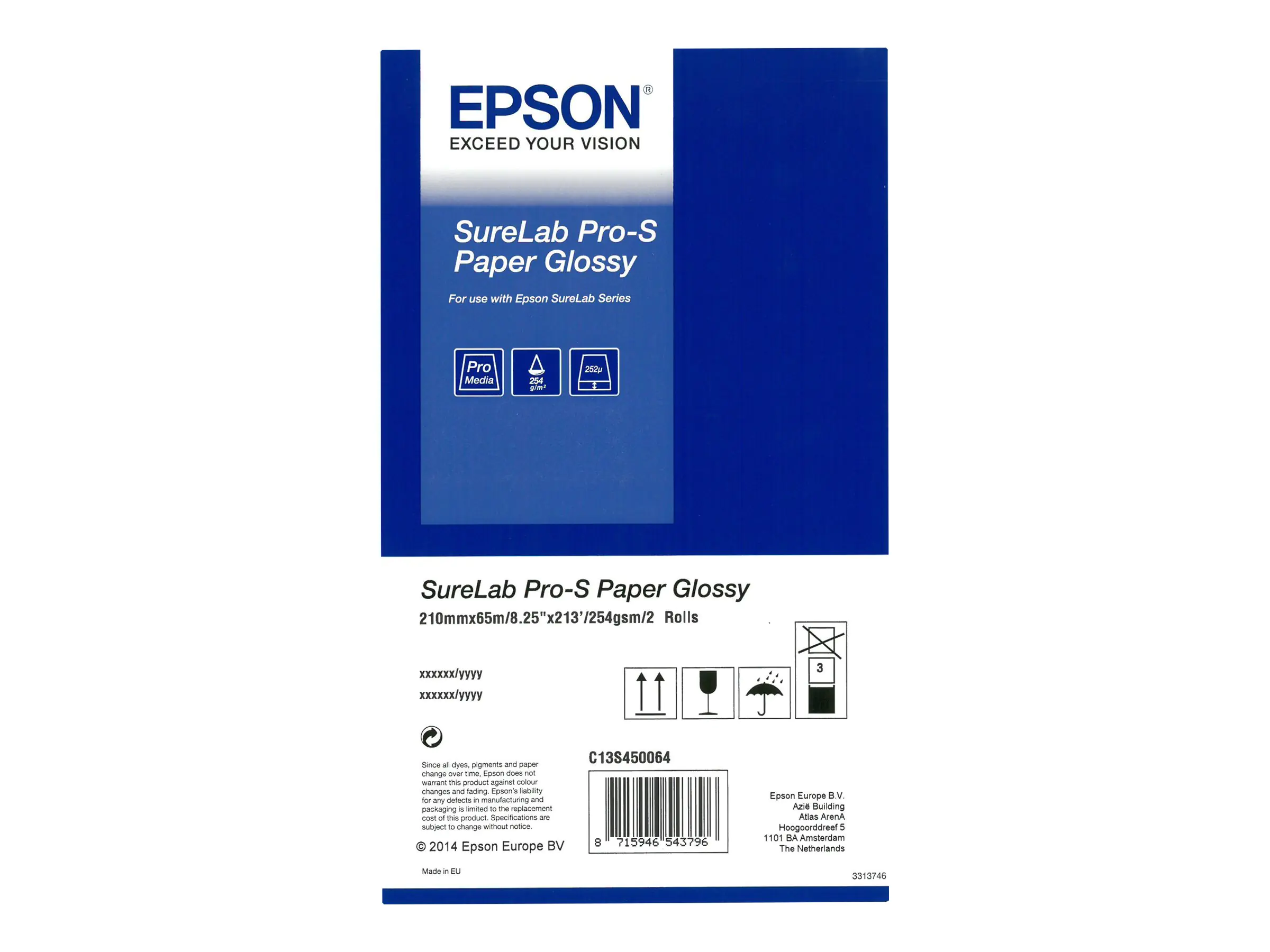 Epson SureLab Pro-S Paper Glossy - Glänzend - 252 Mikron - Rolle A4 (21 cm x 65 m) Epson SureLab Pro-S Paper Glossy - Glänzend - 252 Mikron - Rolle A4 (21 cm x 65 m)
