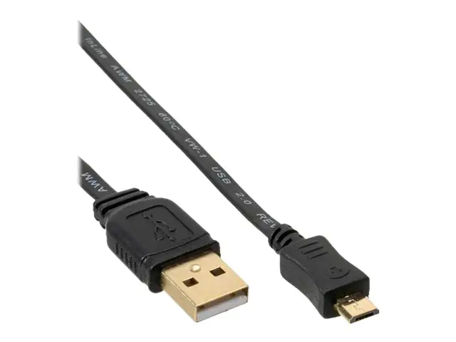 InLine - USB-Kabel - USB (M) zu Micro-USB Typ B (M) - USB 2.0 - 50 cm - flach - Schwarz