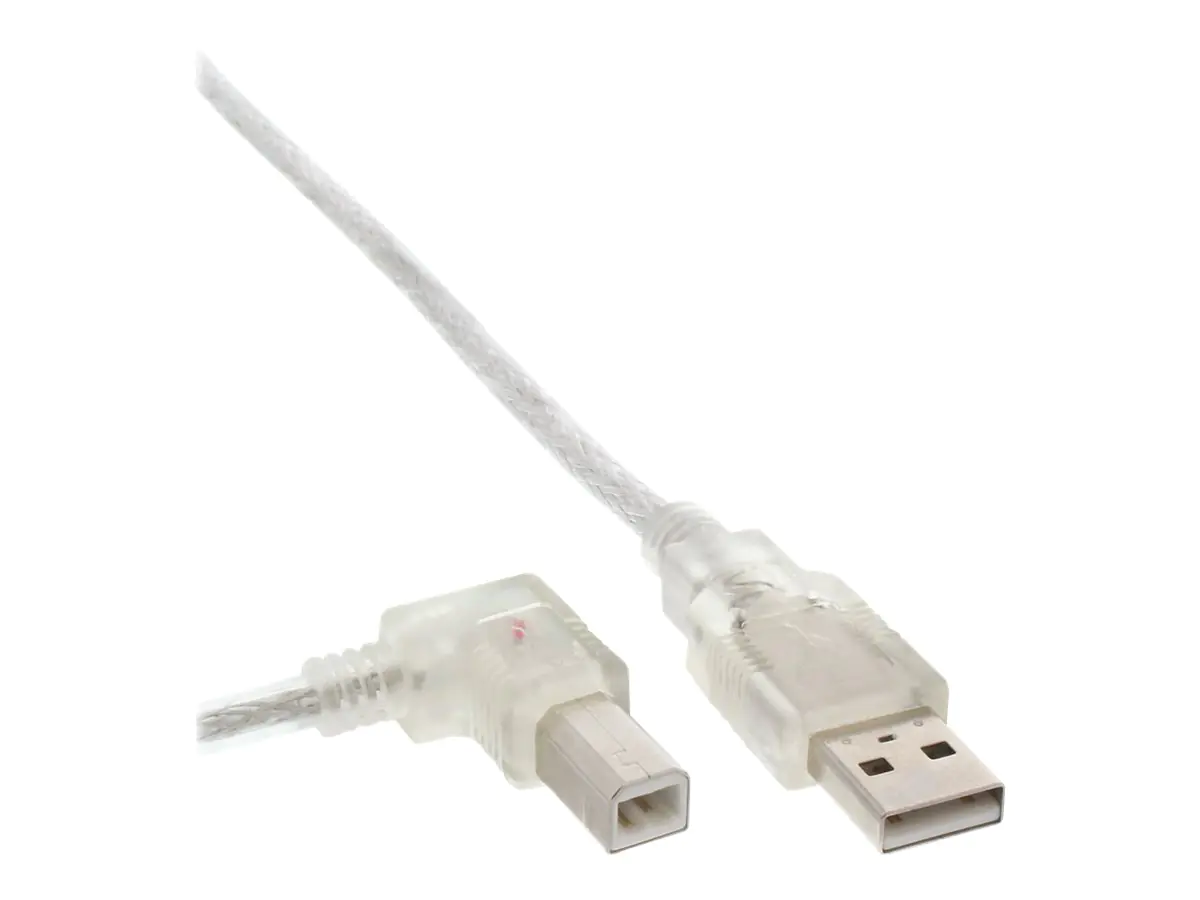 InLine - USB-Kabel - USB (M) zu USB Typ B (M) links gewinkelt - USB 2.0 - 30 cm - durchsichtig