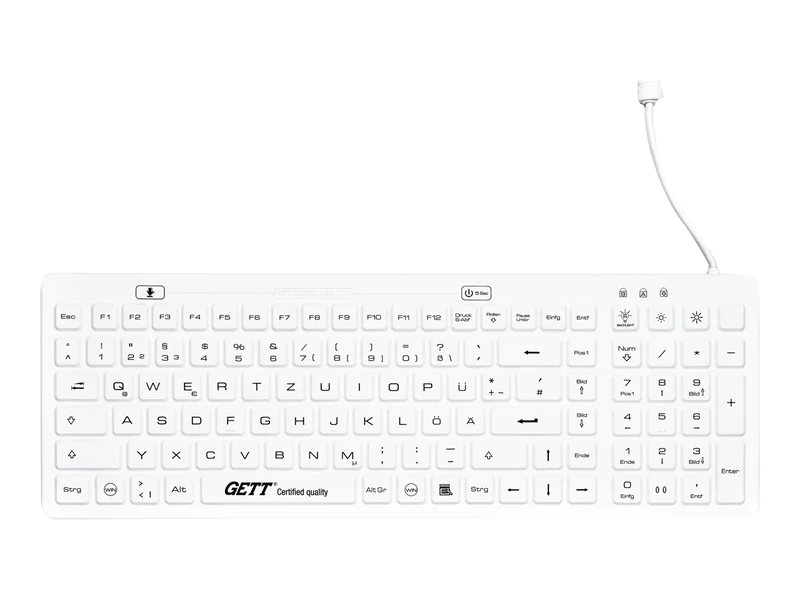 GETT TKG-110-GCQ-MED-AM-IP68-BACKL-WHITE-USB - Tastatur - hinterleuchtet - USB - Deutsch - weiß GETT TKG-110-GCQ-MED-AM-IP68-BACKL-WHITE-USB - Tastatur - hinterleuchtet - USB - Deutsch - weiß