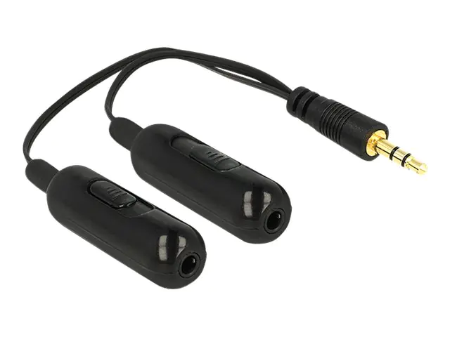 Delock - Audio-Splitter - Stereo Mini-Klinkenstecker (W) bis Stereo Mini-Klinkenstecker (M) - 19 cm - Schwarz