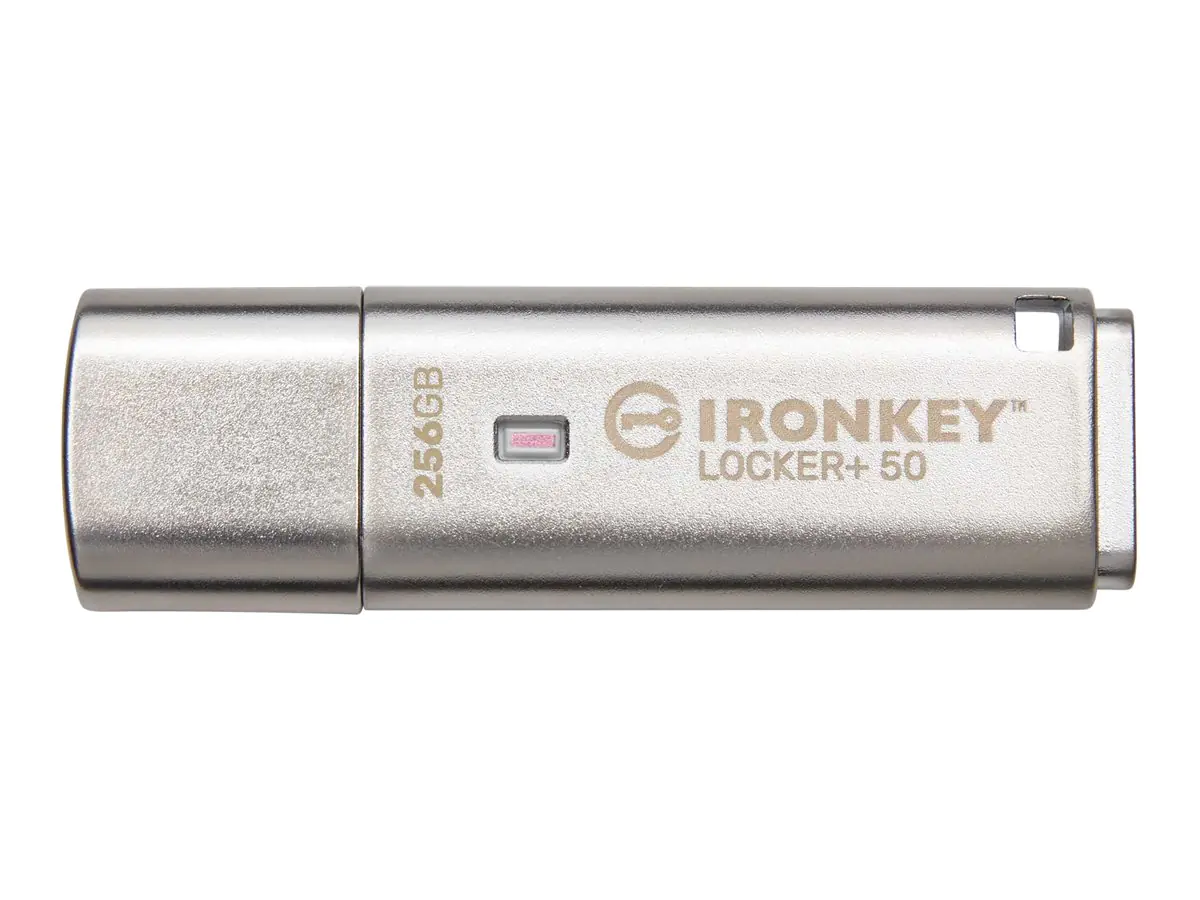 Kingston IronKey Locker+ 50 - USB-Flash-Laufwerk - verschlüsselt - 256 GB - USB 3.2 Gen 1 - TAA-konform Kingston IronKey Locker+ 50 - USB-Flash-Laufwerk - verschlüsselt - 256 GB - USB 3.2 Gen 1 - TAA-konform