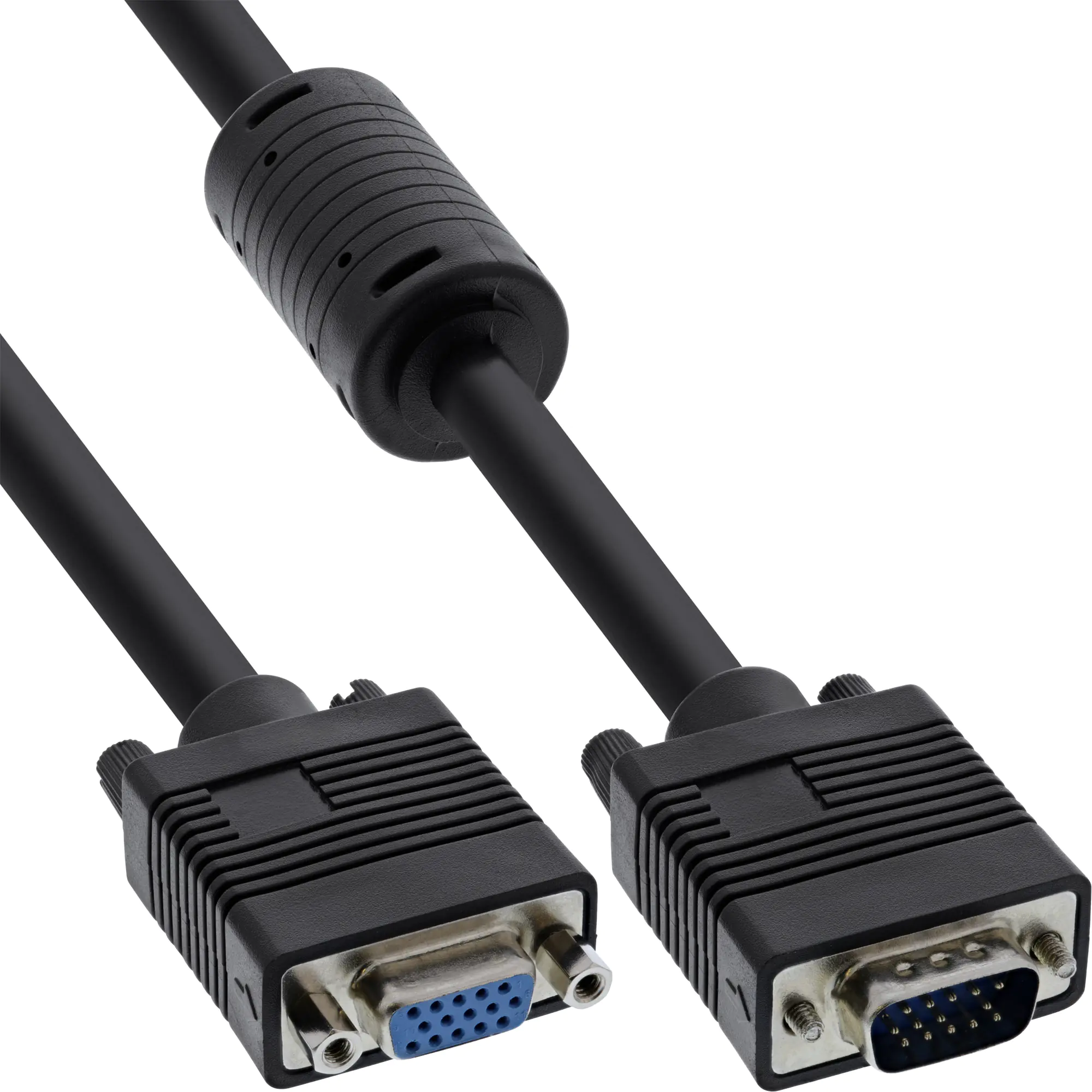 InLine - VGA-Verlängerungskabel - HD-15 ohne Pol 9 (M) zu HD-15 ohne Pol 9 (W) - 5 m - geformt - Schwarz