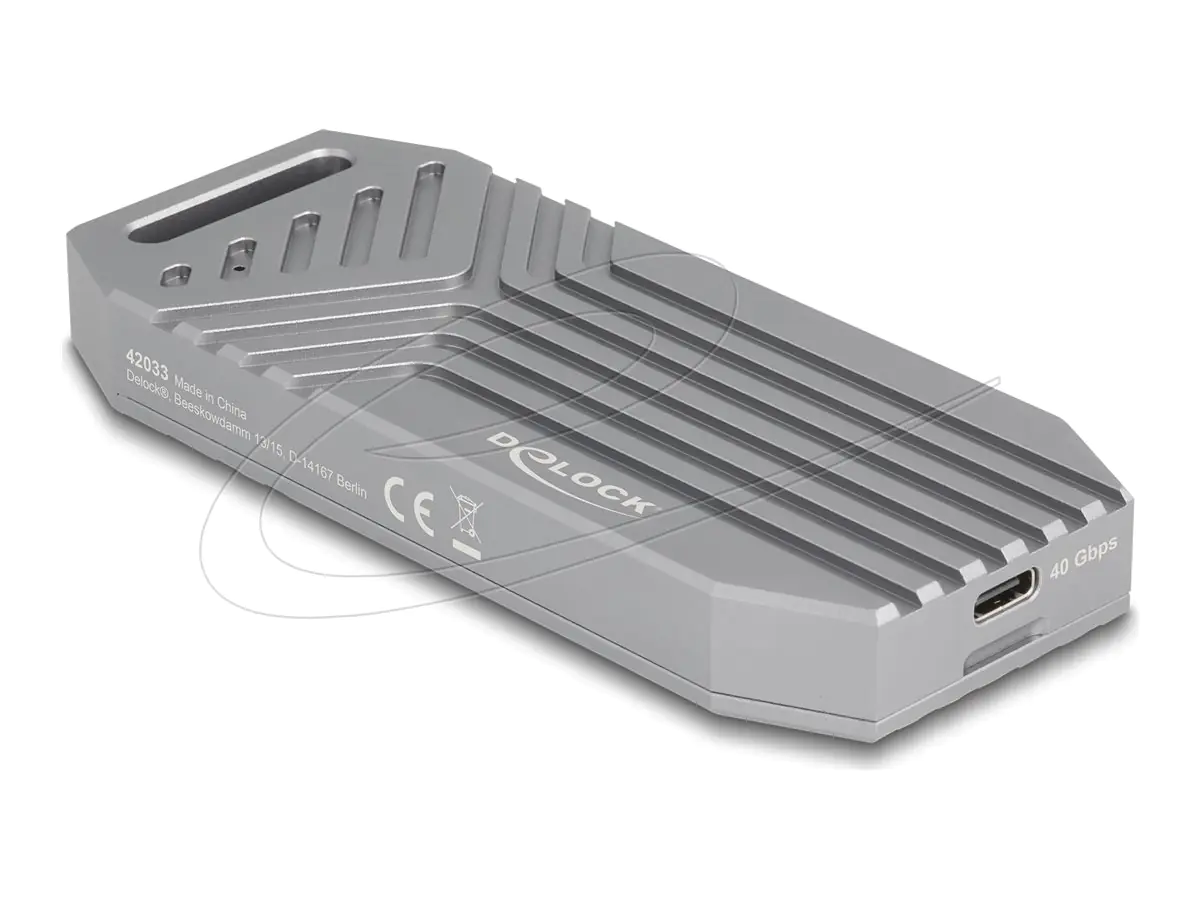 Delock - Speichergehäuse - 40 Gbps, tool free - M.2 - M.2 NVMe Card / PCIe (NVMe) - USB-C - Grau