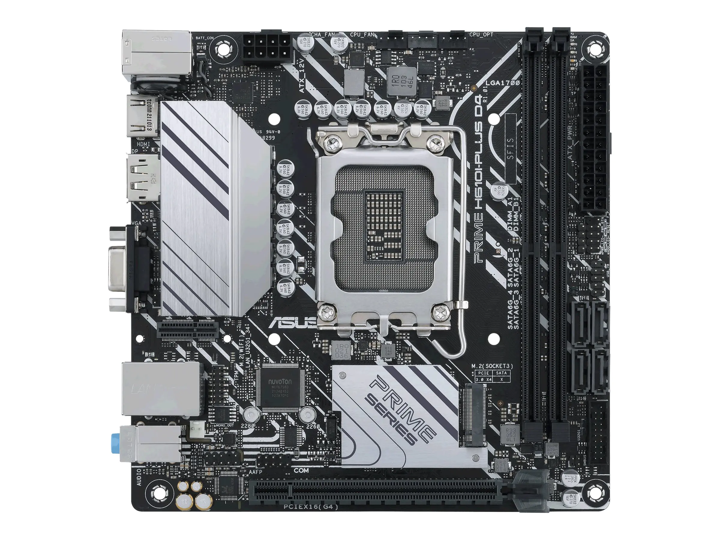 ASUS PRIME H610I-PLUS D4-CSM - Motherboard - Mini-ITX - LGA1700-Sockel - H610 Chipsatz - USB 3.2 Gen 1 - Gigabit LAN - Onboard-Grafik (CPU erforderlich) - HD Audio (8-Kanal)