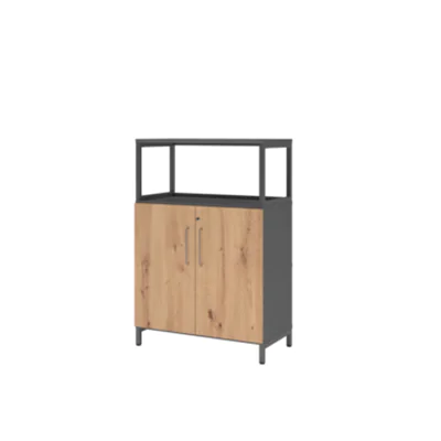 Hammerbacher Regalschrank FlexWall 800 x 1.180 x 417 mm (B x H x T) Flügeltür ohne Rollen Holz