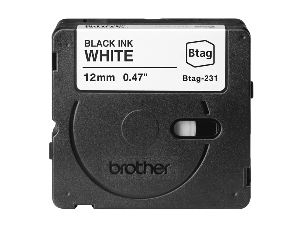 Brother Etikettenband BTAG231 Schwarz auf Weiß Rolle (1,2 cm x 4 m)