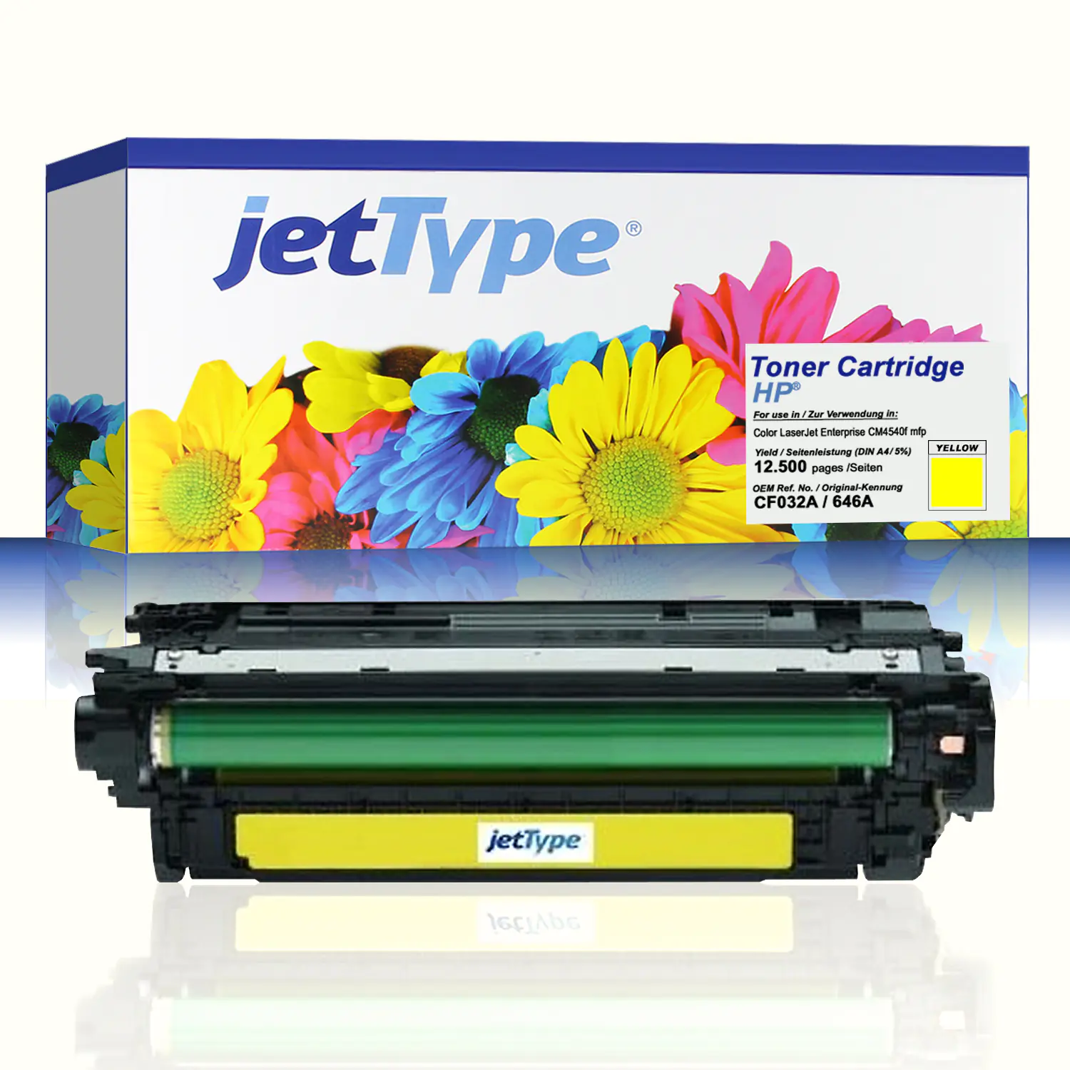 jetType Toner kompatibel zu HP CF032A 646A gelb 12.500 Seiten 1 Stück jetType Toner kompatibel zu HP CF032A 646A gelb 12.500 Seiten 1 Stück