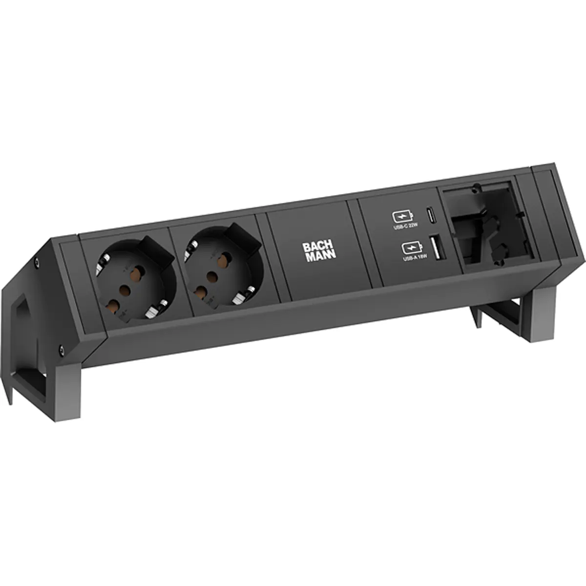 Bachmann DESK 2 - Steckdosenleiste - Eingabe, Eingang Typ F - Ausgangsanschlüsse: 4 (2 x Typ F, 24 pin USB-C, USB) 902.989