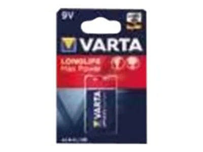 Varta Batterien 9V Blockbatterie, 1 Stück, Longlife Max Power, Alkaline, für Rauchmelder, Brand- & Feuermelder, Mikrofon, Einwegbatterie, 9V, Alkali, 9 V, 1 Stück(e), Orange, Rot 04722101401