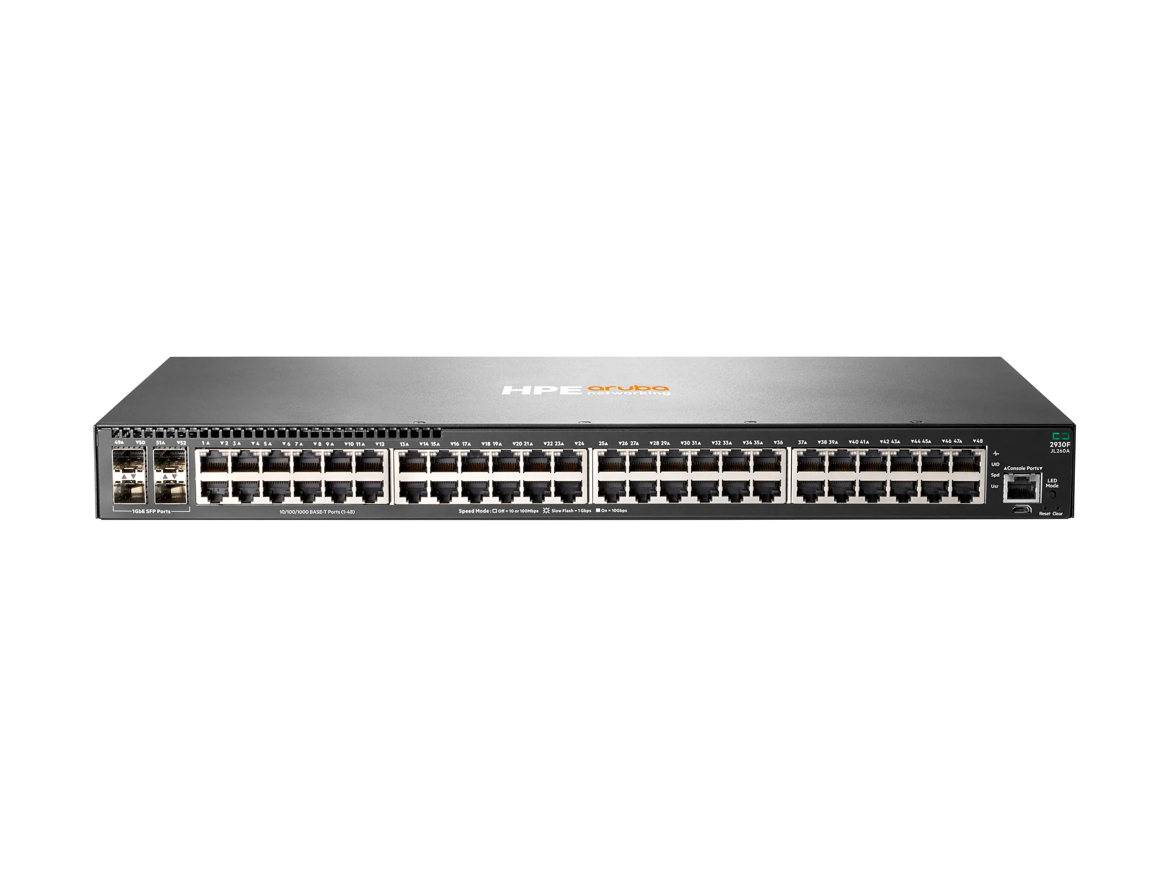 HPE Aruba 2930F 48G 4SFP - Switch - L3 - managed - 48 x 10/100/1000 + 4 x Gigabit SFP (Uplink) JL260A#ACD