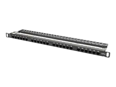 Lanberg PPU6-0024-B - Patch Panel - CAT 6 - UTP - RJ-45 X 24 - RAL 9004, Schwarz - 0.5U - 48.3 cm