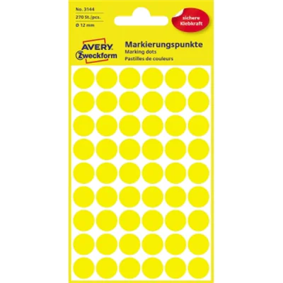Avery Zweckform Markierungspunkt 3144 12mm gelb 270 St./Pack. Avery Zweckform Markierungspunkt 3144 12mm gelb 270 St./Pack.