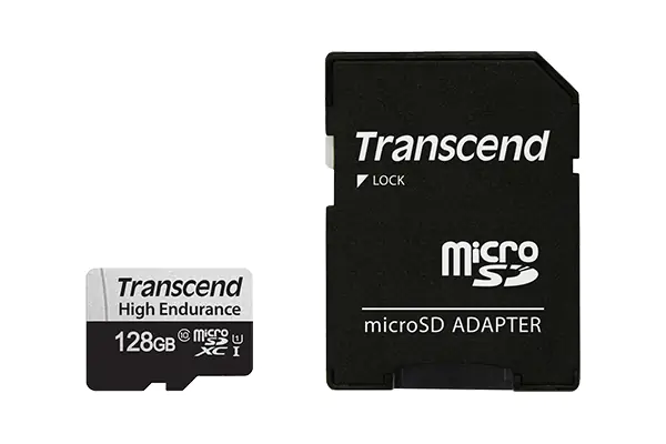 Transcend 350V - Flash-Speicherkarte (SD-Adapter inbegriffen) - 128 GB - UHS-I U1 / Class10 - microSDXC UHS-I