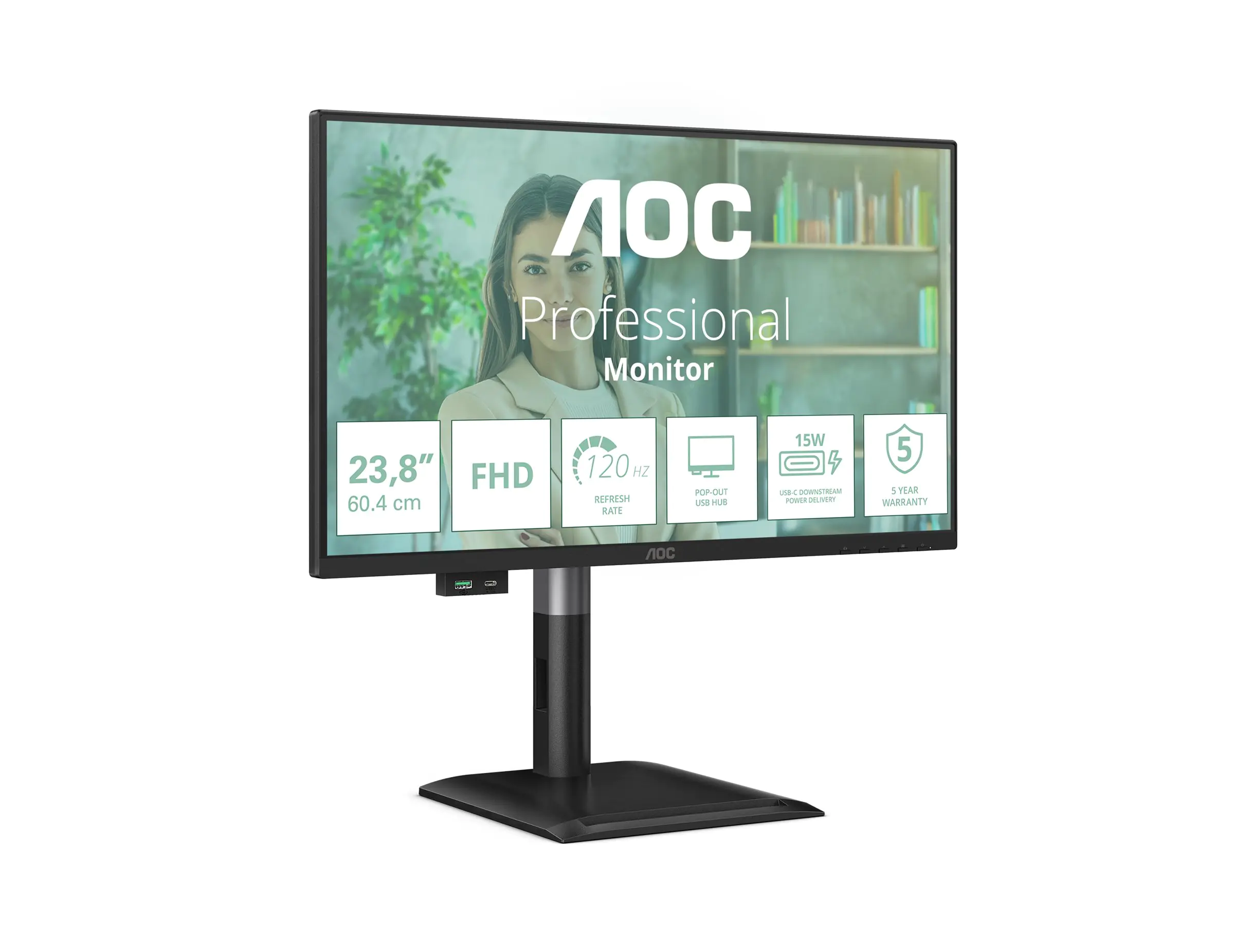 AOC 24P4U - LED-Monitor - 61 cm (24") - 1920 x 1080 Full HD (1080p) @ 120 Hz - IPS - 1500:1 - 4 ms - HDMI, DisplayPort - Lautsprecher - Schwarz