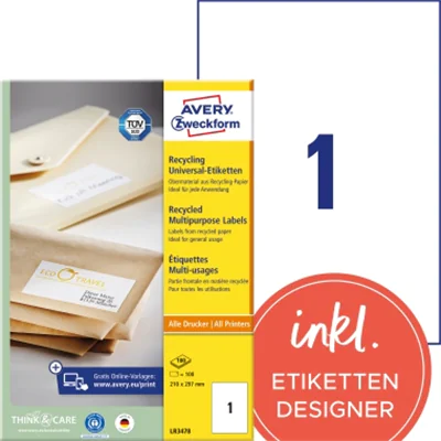 Avery Zweckform Universaletikett Recycling LR3478 100 St./Pack. Avery Zweckform Universaletikett Recycling LR3478 100 St./Pack.