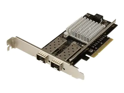 StarTech 10G Network Card - 2x 10G Open SFP+ Multimode LC Fiber Connector - Intel 82599 Chip - Gigabit Ethernet Card (PEX20000SFPI) - Netzwerkadapter - PCIe 2.0 x8 Low-Profile - 10GbE - 10GBase-LR, 10GBase-SR, 10GBase-LRM - Schwarz - für P/N: BNDTB10GI, B