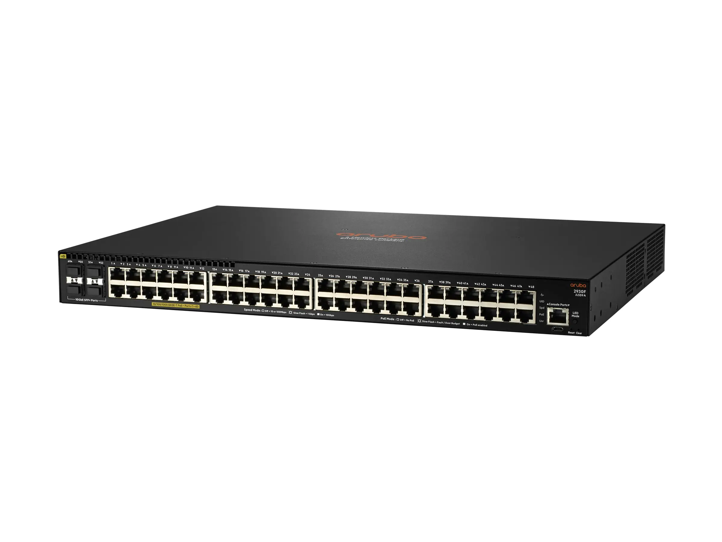 HPE Aruba 2930F 48G PoE+ 4SFP+ TAA - Switch - L3 - managed - 48 x 10/100/1000 (PoE+) JL559A