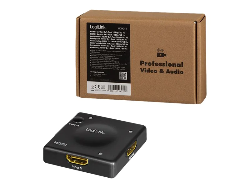 LogiLink - Video/Audio-Schalter - 3 x HDMI - Desktop