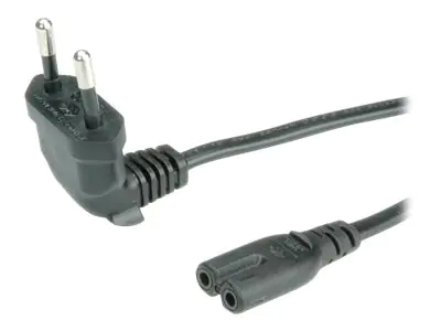 Roline - Stromkabel - Eurostecker (M) zu power IEC 60320 C7 - Wechselstrom 250 V - 2.5 A - 1.8 m - 90° Stecker, geformt - Schwarz