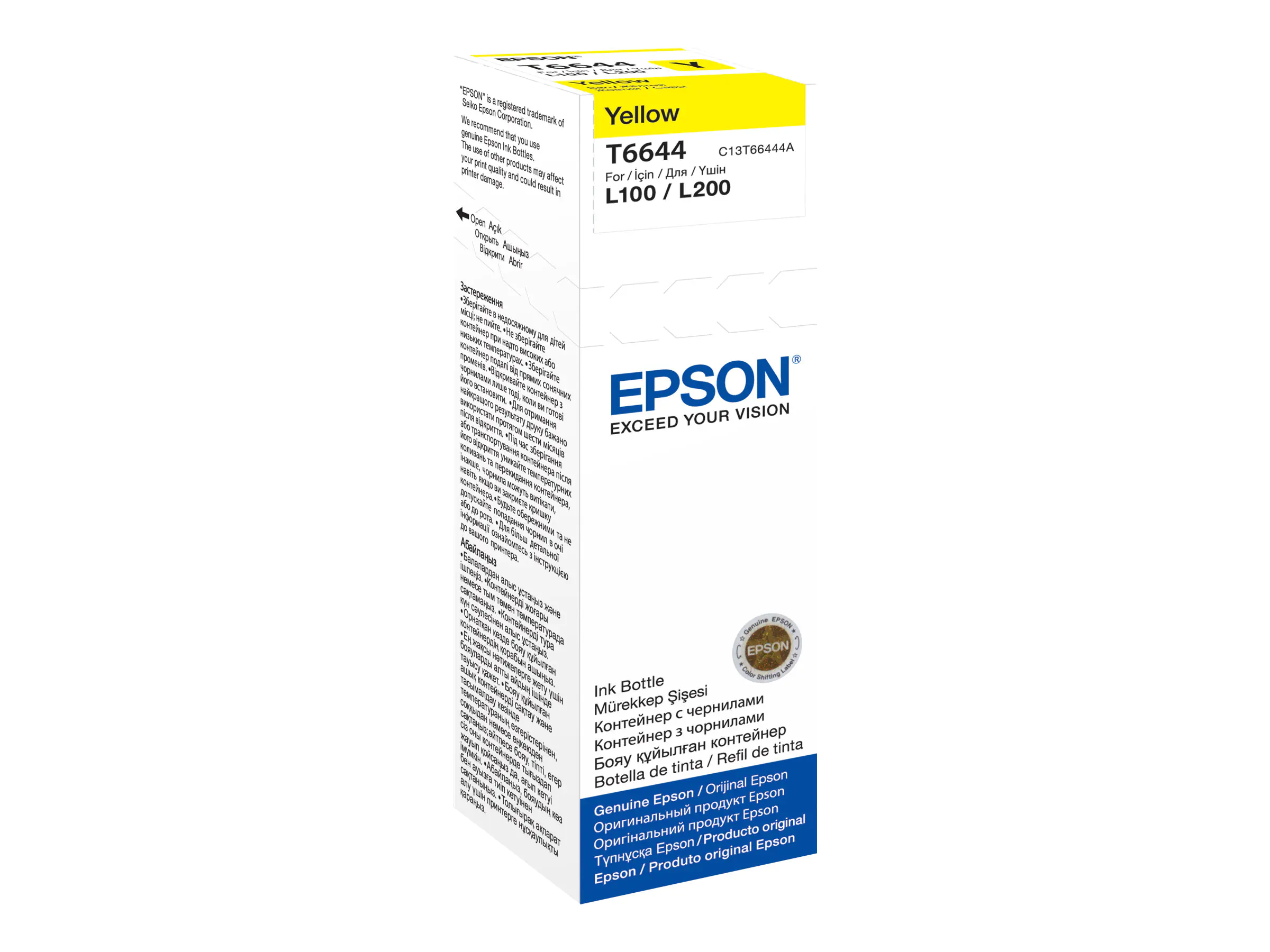 Epson T6644 - 70 ml - Gelb - original - Nachfülltinte - für Epson L386; EcoTank ET-2600, 2650, L121, L1455; EcoTank ITS L3050, L3060, L3070