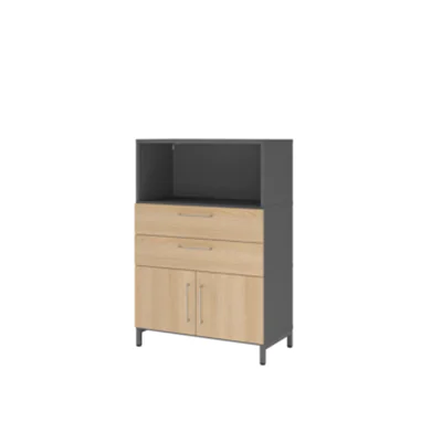 Hammerbacher Regalschrank FlexWall 800 x 1.180 x 417 mm (B x H x T) Flügeltür ohne Rollen Holz