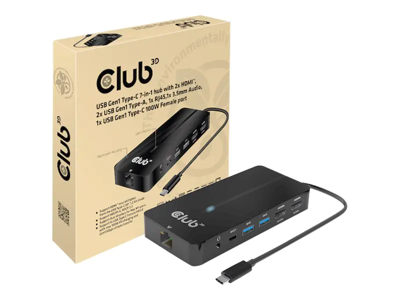 Club 3D CSV-1595 - Dockingstation - USB-C 3.2 Gen 1 - 2 x HDMI - 1GbE