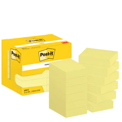 Post-it Haftnotiz Notes 38 x 51 mm (B x H) gelb 100 Bl./Block 12 Block/Pack. Post-it Haftnotiz Notes 38 x 51 mm (B x H) gelb 100 Bl./Block 12 Block/Pack.