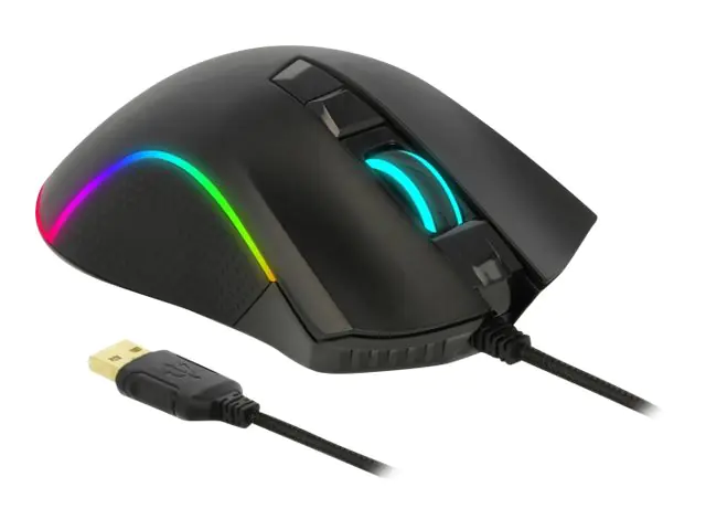 Delock Gaming - Maus - ergonomisch - Für Rechtshänder - optisch - 7 Tasten - kabelgebunden - USB - Schwarz - retail