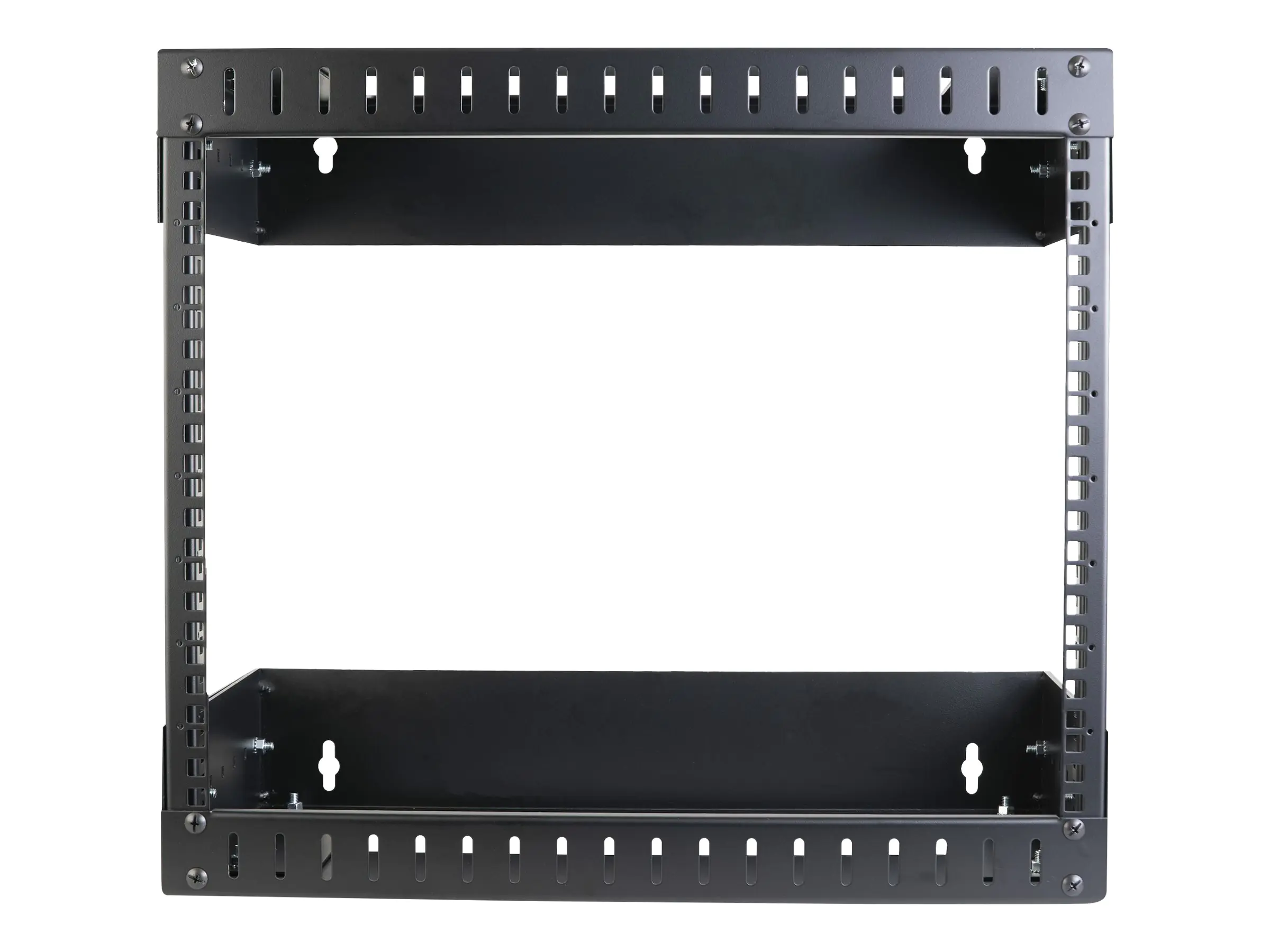StarTech 8HE 19 Zoll Wand Netzwerk Rack - 2 Pfosten, offener Rahmen mit einstellbare Tiefe(30-50cm) Rack für AV/Daten/IT/Studio Geräete - inkl.Käfigmuttern und Schrauben (RK812WALLOA) - Schrank - geeignet für Wandmontage - Schwarz - 8U - 50.8 cm (20")