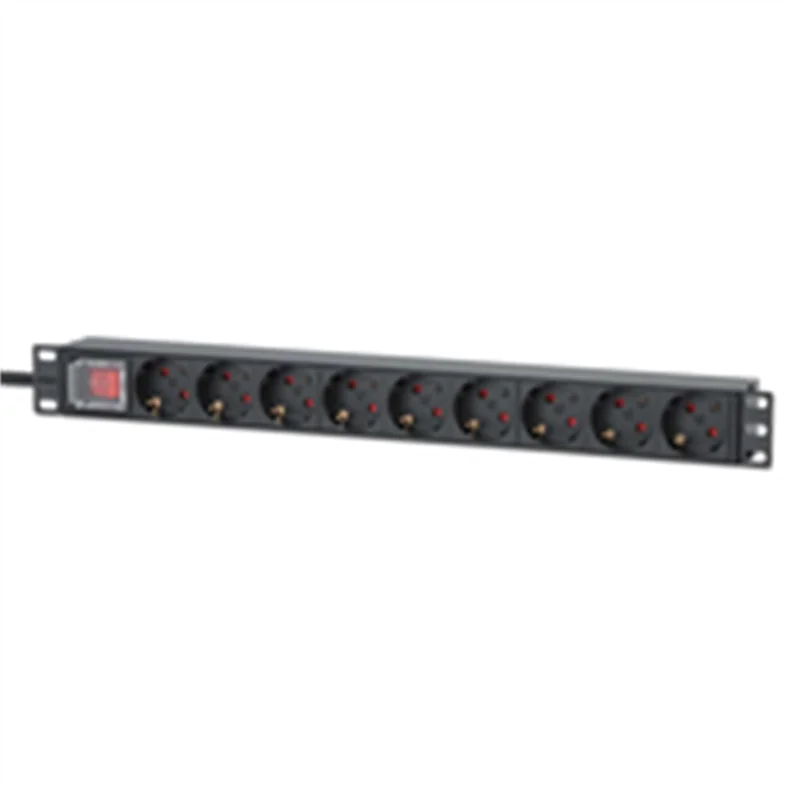Intellinet 715133, 1U, Aluminium, Schwarz, 9 AC-Ausgänge, Typ F, Typ F
