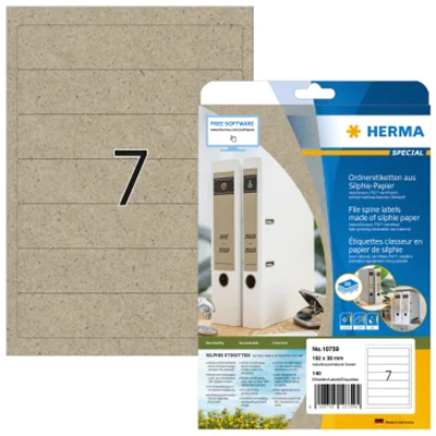 HERMA Ordnerrückenetikett SPECIAL schmal/kurz 38 x 192 mm (B x H) selbstklebend ohne Griffloch naturbraun 140 Etik./Pack. HERMA Ordnerrückenetikett SPECIAL schmal/kurz 38 x 192 mm (B x H) selbstklebend ohne Griffloch naturbraun 140 Etik./Pack.