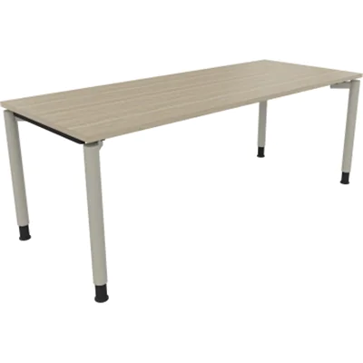 Schreibtisch Vierfuß Rundrohr B2000xT800xH680-820 si/Eiche Natur